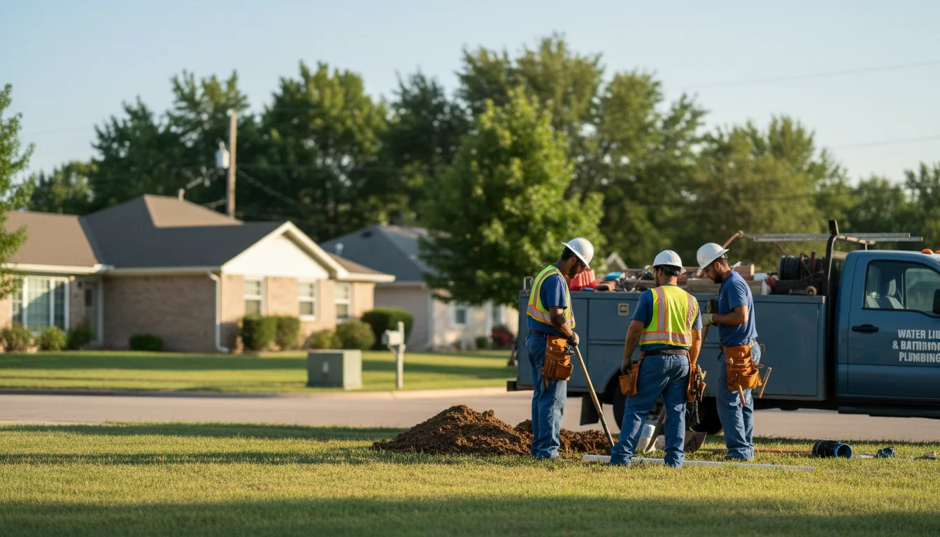 Residential water line and bathroom plumbing service in Kingston, AR
